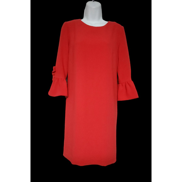 Sara Campbell 3/4 Sleeved Cerise Shift Dress 2 - Picture 3 of 4